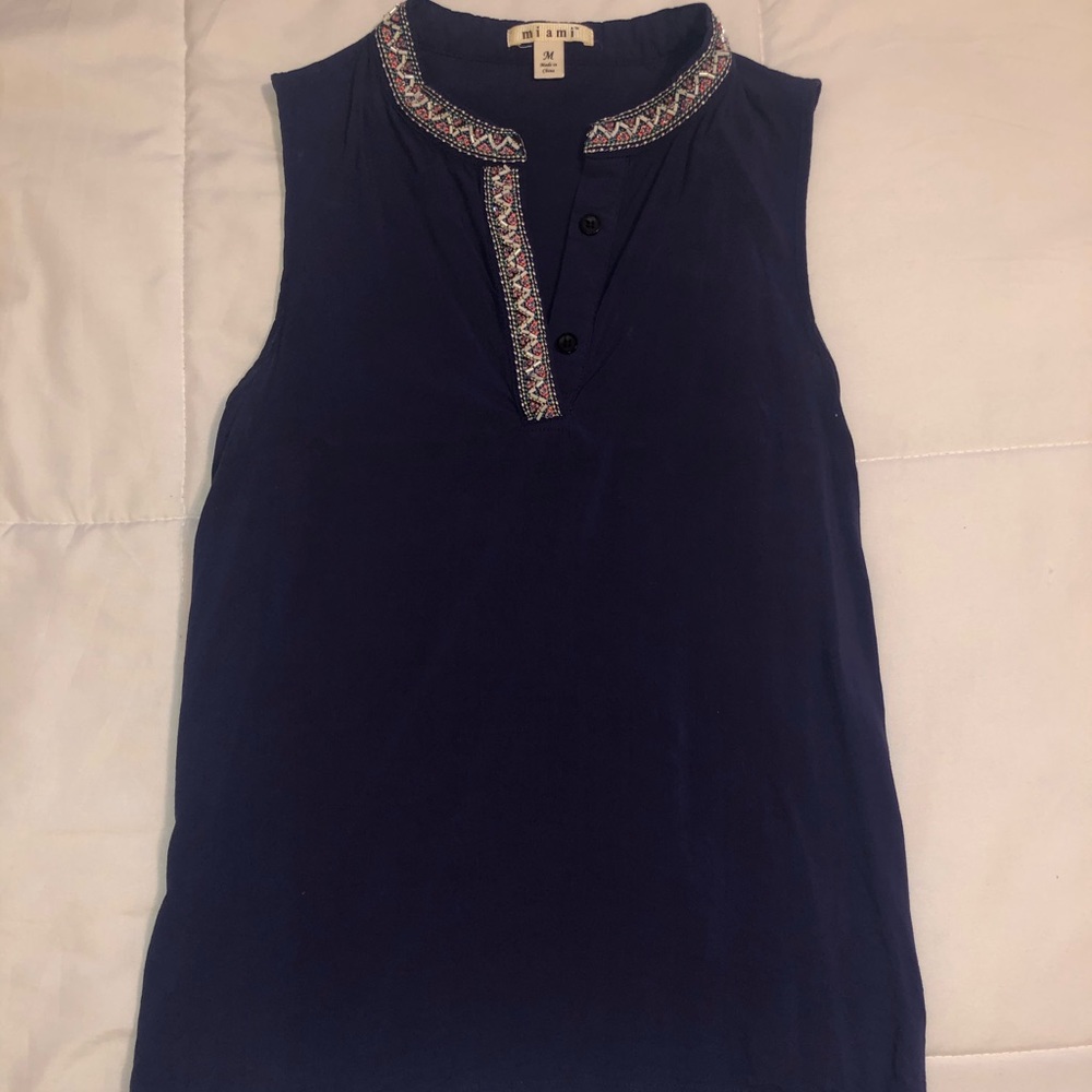 Miami Navy Beaded Crop